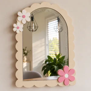 Lusterko z grawerowanymi afirmacjami i kwiatkami – 34 cm