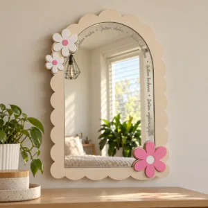 Lusterko z grawerowanymi afirmacjami i kwiatkami – 34 cm