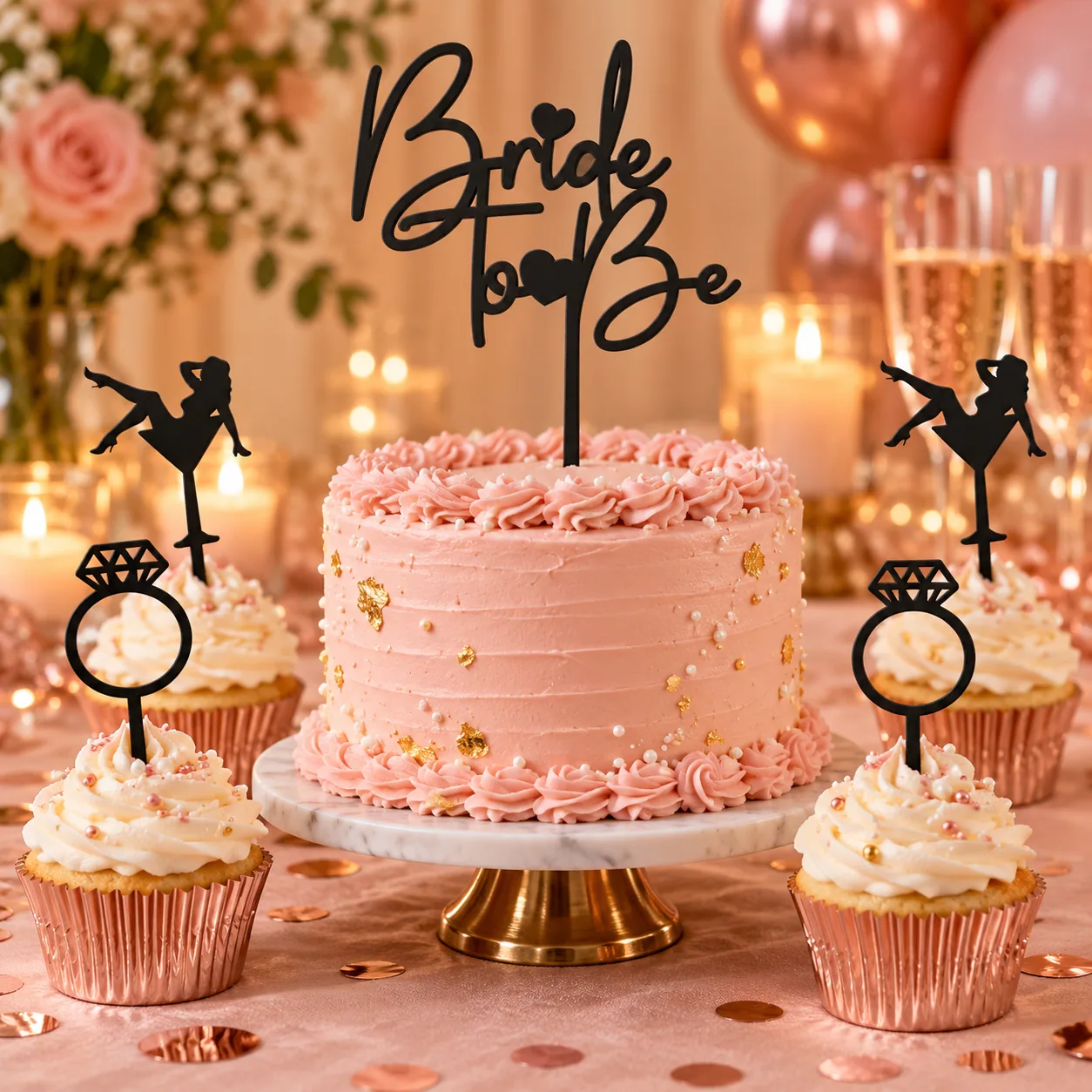Toppery na wieczór panieński Bride to Be – zestaw 5 sztuk, 4 kolory - obrazek 2