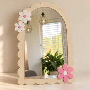 Lusterko z grawerowanymi afirmacjami i kwiatkami – 34 cm