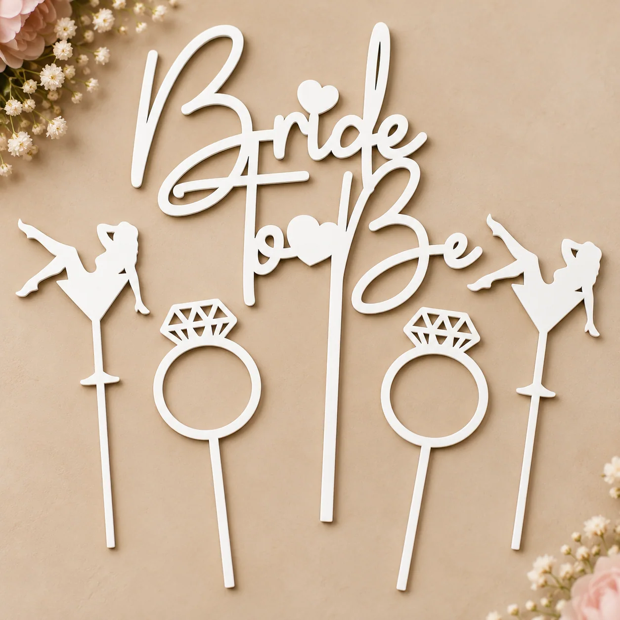 Toppery na wieczór panieński Bride to Be – zestaw 5 sztuk, 4 kolory - obrazek 4