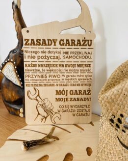 DREWNIANA TABLICZKA ZASADY GARAŻU EKSTRA PREZENT