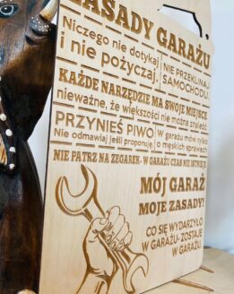 DREWNIANA TABLICZKA ZASADY GARAŻU EKSTRA PREZENT