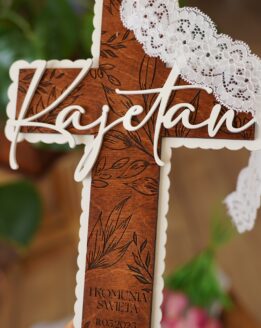 Krzyż Komunia Święta wzór liście