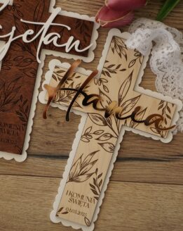 Krzyż Komunia Święta wzór liście