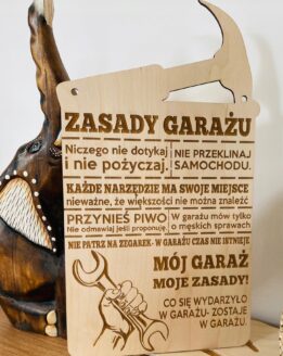 DREWNIANA TABLICZKA ZASADY GARAŻU EKSTRA PREZENT