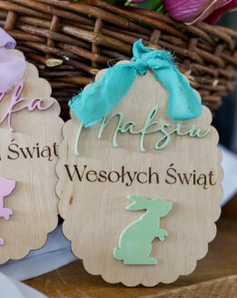 Zawieszka Jajko wielkanocne z królikiem i imieniem