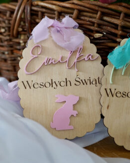 Zawieszka Jajko wielkanocne z królikiem i imieniem